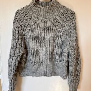 H&M Gray Cowl Neck Sweater with Raglan Sleeves